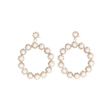 Load image into Gallery viewer, 45mm Pearl Gold Round Earrings
