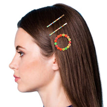 Cargar imagen en el visor de la galería, 3 Pcs Multi Rhinestone Gold Circle Hair Pin Set
