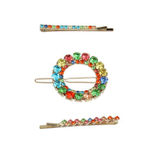 Load image into Gallery viewer, 3 Pcs Multi Gold Double Circle Hair Pin Set
