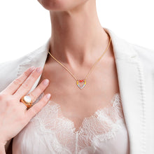 Load image into Gallery viewer, Rainbow Heart Gold Chain Necklace
