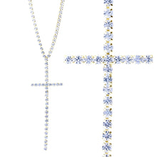 Load image into Gallery viewer, Gold Crystal Cross Pendant Necklace
