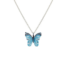 Cargar imagen en el visor de la galería, Blue Dipped Real Leaf Butterfly Necklace
