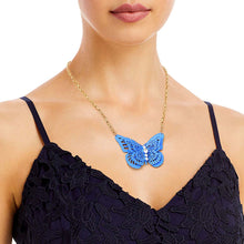 Load image into Gallery viewer, Blue 3D Butterfly Pendant Necklace
