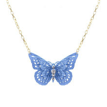 Load image into Gallery viewer, Blue 3D Butterfly Pendant Necklace

