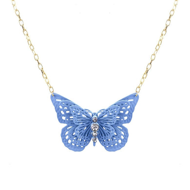 Blue 3D Butterfly Pendant Necklace