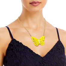 Load image into Gallery viewer, Yellow 3D Butterfly Pendant Necklace
