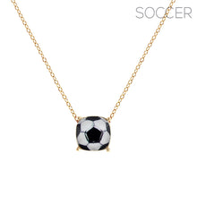 Load image into Gallery viewer, Gold Soccer Cushion Cut Necklace
