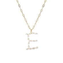 Load image into Gallery viewer, E Freshwater Pearl Initial Necklace
