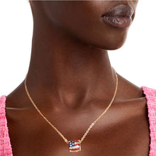 Load image into Gallery viewer, Gold Glitter American Flag Necklace
