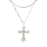 Silver Syriac Cross 2 Pcs Necklace