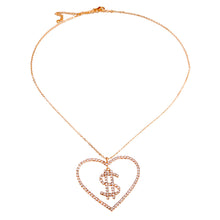 Load image into Gallery viewer, Gold Dollar Sign Heart Necklace
