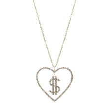 Load image into Gallery viewer, Gold Dollar Sign Heart Necklace
