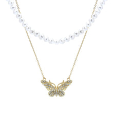 Load image into Gallery viewer, 2 Pcs Gold Pearl Butterfly Necklace
