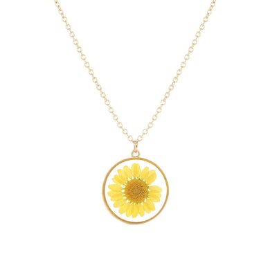 Yellow Daisy Dried Flower Necklace