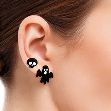 Load image into Gallery viewer, 2 Pair Black Spooky Studs

