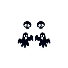 Load image into Gallery viewer, 2 Pair Black Spooky Studs
