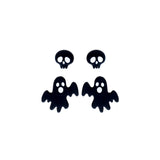 2 Pair Black Spooky Studs