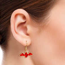 Load image into Gallery viewer, Red Glitter Bat Earrings
