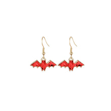 Load image into Gallery viewer, Red Glitter Bat Earrings
