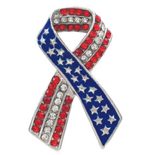 Load image into Gallery viewer, Silver American Flag Ribbon Brooch
