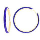 Royal Blue and Gold Rhinestone Hoops