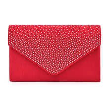 Cargar imagen en el visor de la galería, Clutch Red Ruched Rhinestone Bag for Women
