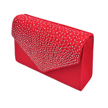 Cargar imagen en el visor de la galería, Clutch Red Ruched Rhinestone Bag for Women
