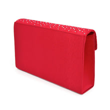 Cargar imagen en el visor de la galería, Clutch Red Ruched Rhinestone Bag for Women
