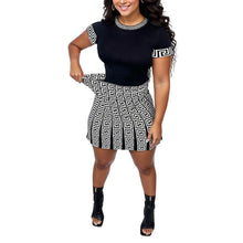 Load image into Gallery viewer, Black White 5XL Top Skirt Set
