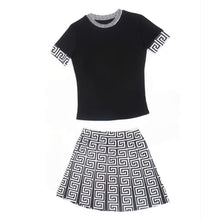 Load image into Gallery viewer, Black White 5XL Top Skirt Set
