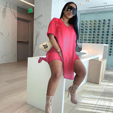 Load image into Gallery viewer, Pink 4XL V Neck Shorts Set
