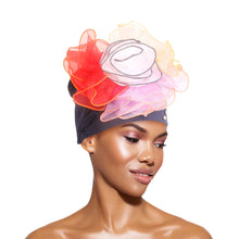 Load image into Gallery viewer, Navy Pleated Ruffle Rhinestone Turban
