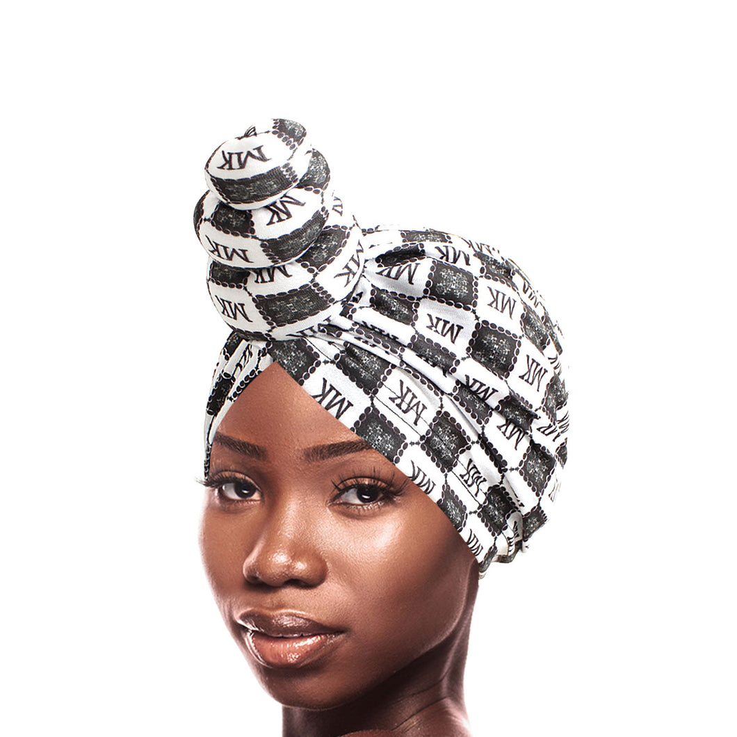 White MK Tall Twist Knot Turban