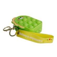Load image into Gallery viewer, Neon Green Dino Bubble Pop Keychain
