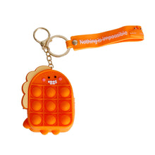 Load image into Gallery viewer, Orange Dino Bubble Pop Keychain

