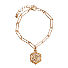 Load image into Gallery viewer, C Hexagon Initial Charm Bracelet
