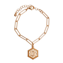 Load image into Gallery viewer, D Hexagon Initial Charm Bracelet
