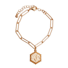 Load image into Gallery viewer, J Hexagon Initial Charm Bracelet
