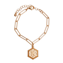 Load image into Gallery viewer, K Hexagon Initial Charm Bracelet
