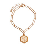 K Hexagon Initial Charm Bracelet