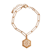 Load image into Gallery viewer, L Hexagon Initial Charm Bracelet
