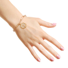Load image into Gallery viewer, S Hexagon Initial Charm Bracelet
