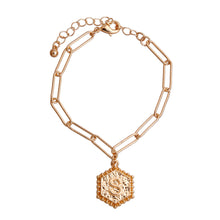 Load image into Gallery viewer, S Hexagon Initial Charm Bracelet
