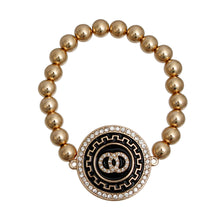 Load image into Gallery viewer, Gold and Black Infinity Detail Bracelet
