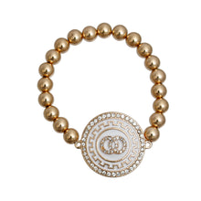 Load image into Gallery viewer, Gold and White Infinity Detail Bracelet
