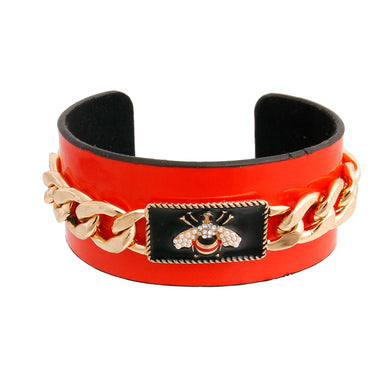 Red Designer Bee Chain Cuff
