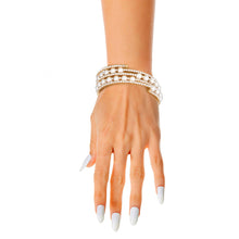 Load image into Gallery viewer, 5 Row Gold Pearl Memory Bracelet

