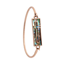 Load image into Gallery viewer, Abalone Cross Burnished Gold Bangle
