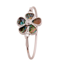 Load image into Gallery viewer, Abalone Flower Silver Bangle
