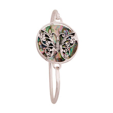 Load image into Gallery viewer, Abalone Butterfly Silver Bangle
